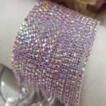 Silver Plated Cup Chain with Light Amethyst AB Crystal Rhinestones, SS6