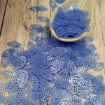 Фантазийные плоские пайетки "Ажурная олива", Серо-голубой Перламутр, 13x8 мм, Франция, Langlois-Martin, 20 шт.