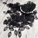 Fantasy Sequins/Paillettes, Black colour, "Openwork Olive" styled Sequins 13x8 mm, Made in France by Langlois-Martin, 20 pieces