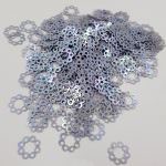 Fantasy Sequins/Paillettes, Silver colour, "Openwork Circles" styled Sequins 12 mm, Made in France by Langlois-Martin, 50 pieces