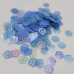 Fantasy Sequins/Paillettes, Mixed and matched Blue colour, "Flat Openwork Flower" styled Sequins 11 mm, Made in France by Langlois-Martin, 50 pieces