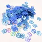 Fantasy Sequins/Paillettes, Mixed and matched Blue color, "Flat Openwork Flower" styled Sequins 11 mm, Made in France by Langlois-Martin, 50 pieces