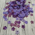 Fantasy Sequins/Paillettes, Purple colour, "Volumetric Flower" styled Sequins 10 mm, Made in France by Langlois-Martin, 50 pieces