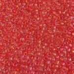 TOHO Round Beads 11/0 Inside-Color Luster Crystal/Poppy-Lined TR-11-185