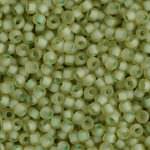 TOHO Round Beads 11/0 Inside-Color Frosted Jonquil/Opaque Green, TR-11-946F