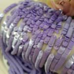 Французские плоские круглые пайетки 4 мм, светло-фиолетового цвета "Глянцевый фарфор", Франция, Langlois-Martin