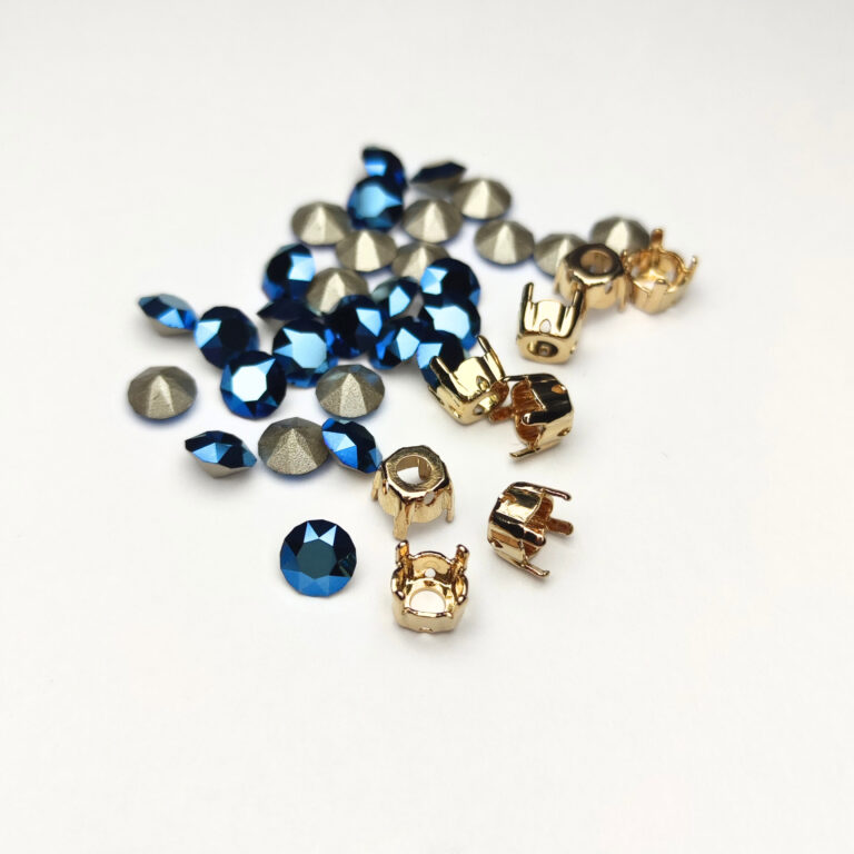 Metallic Blue Xirius Chaton Stone + Gold Plated Setting