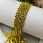 2 mm Gold Plated Brass Olive Rhinestone Cup Chain, 1m