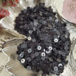 Плоские круглые пайетки черного цвета с эффектом блеска, 4 мм
