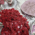 Плоские круглые пайетки красного цвета с эффектом блеска, 4 мм