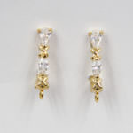 Latch Back Earring Components, Silver/Gold Plated, Rhinestone Decorated, 1.5 cm