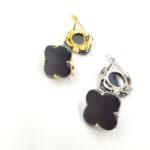 Latch Back Earring Components, Silver/Gold Plated, Ceramics Decorated, 1.8 cm