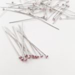 Пины Swarovski с кристаллом, Родиевое покрытие, Кристалл — Светло-розовый, PP18 (2.5 мм)