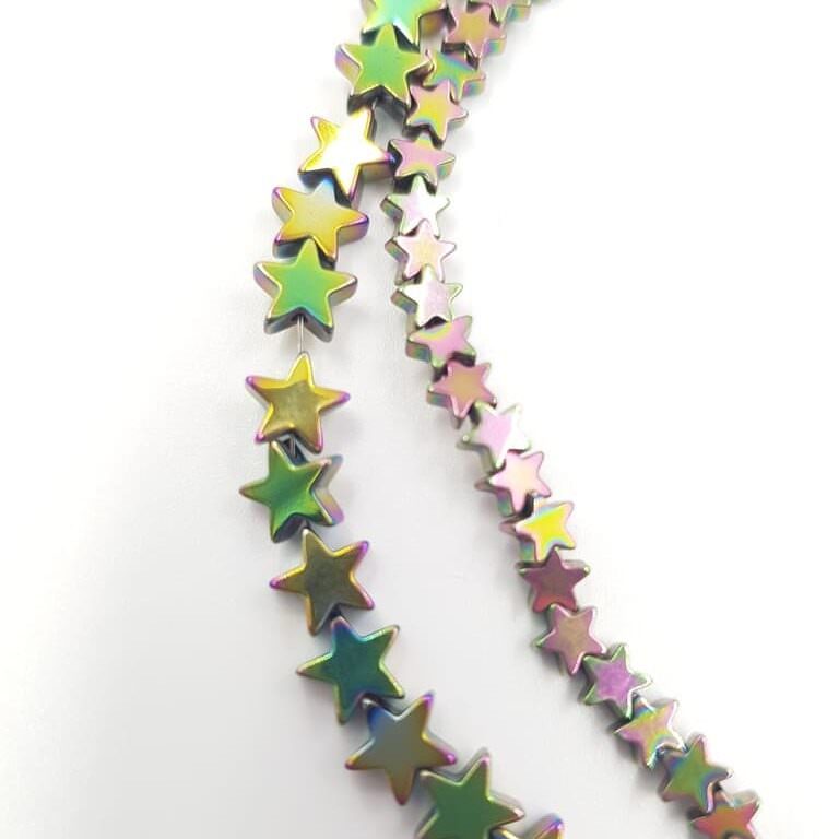 Hematite star beads rainbow color