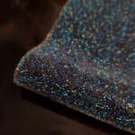 Crystal Fabric with Blue & Gold Microbeads, Hotfix