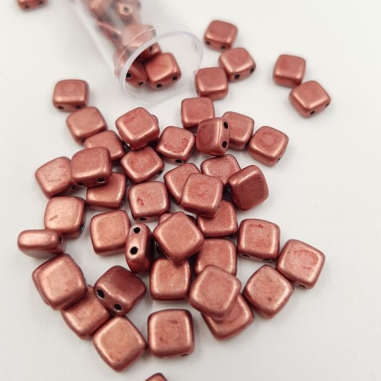 PB306-66-04B01 CzechMates Tile Bead 6mm (loose) ColorTrends Saturated Metallic Grenadine