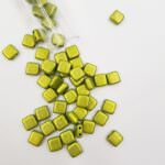 CzechMates Tile Beads, Saturated Metallic Lime Punch, 6x6mm, PB306-66-05A09