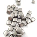 CzechMates Tile Beads, Saturated Metallic Frost Grey, 6x6mm, PB306-66-07B08
