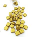 CzechMates Tile Beads, Matte - Metallic Aztec Gold, 6x6mm, PB306-66-K0172