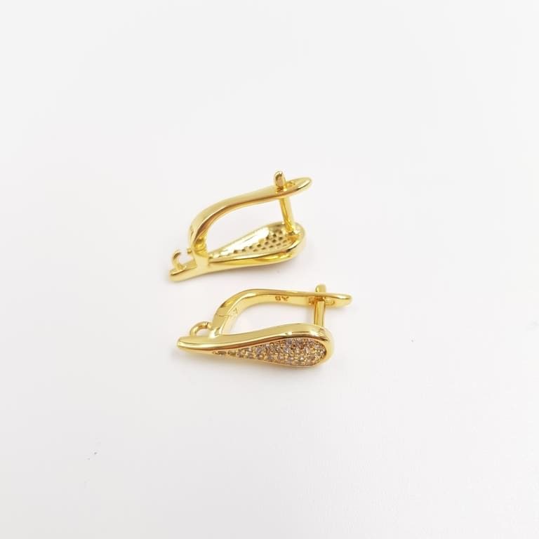 Earring components with Rhinestones Gold Plated