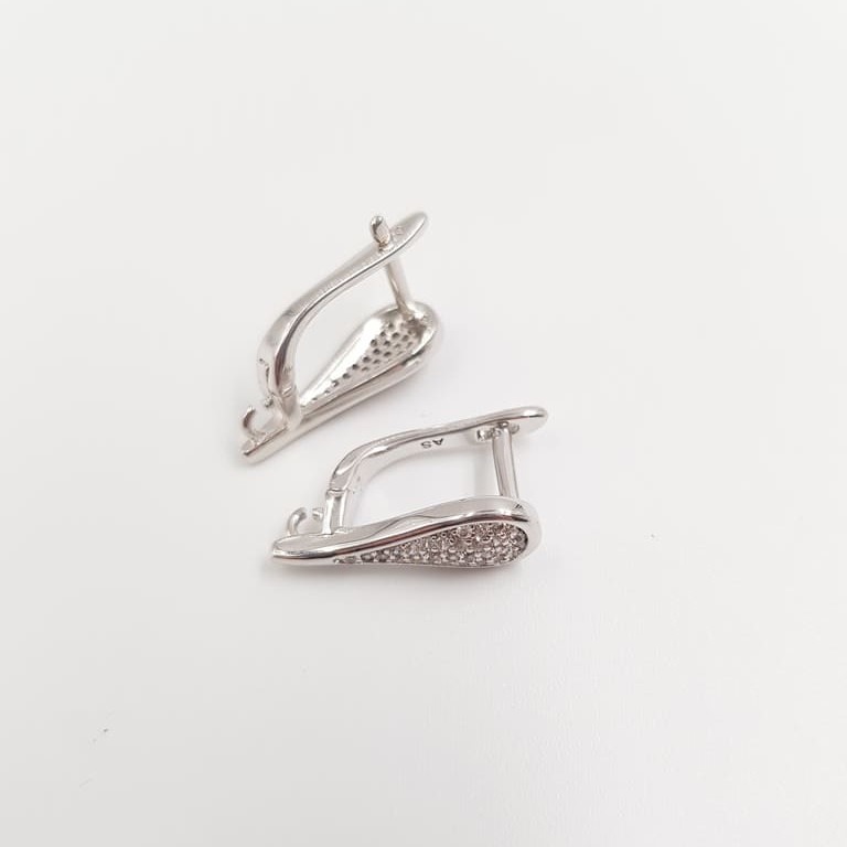 Earring components with Rhinestones Rhodium Plated