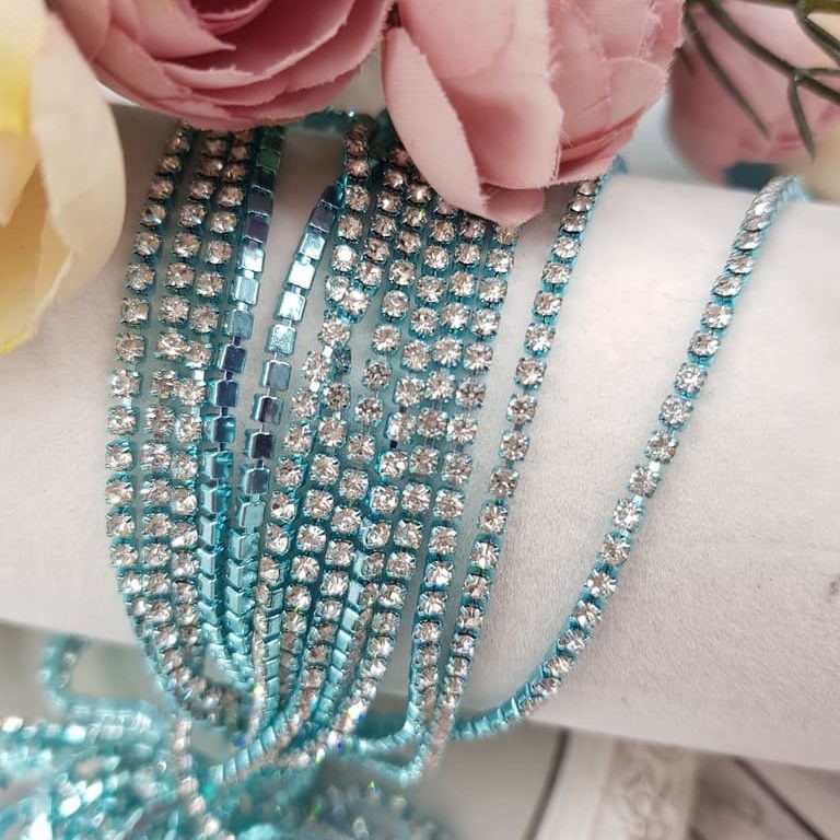 Turquoise cup chain crystal rhinestones ss6