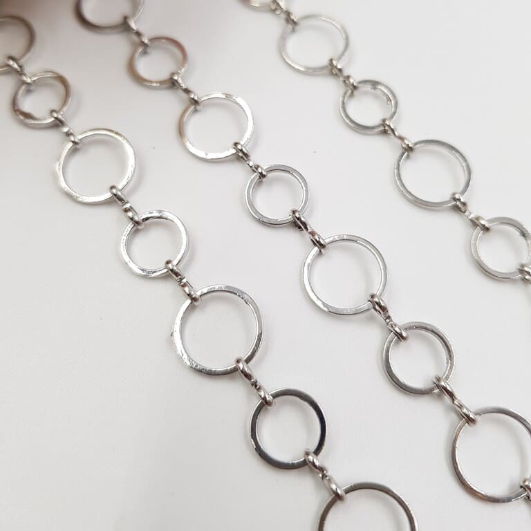 Chain Round Rings Rhodium Plating 0.8-1 cm AC02