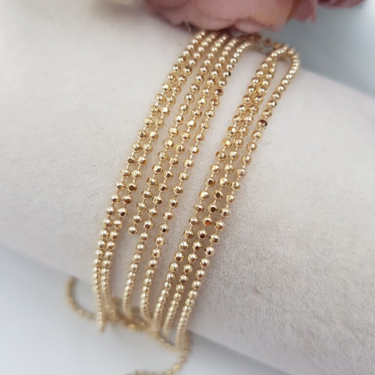 Faceted Ball Chain Bead Chain Gold Color, 1.5 mm BC017