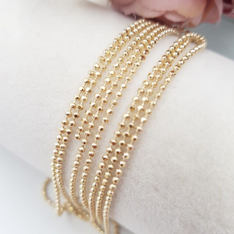 Faceted Ball Chain Bead Chain Gold Color, 1.5 mm BC017