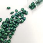 Matubo MiniDuo Beads, Gold Shine - Emerald, 4x2.5mm, PB307-0204-24105AL