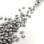 Matubo MiniDuo Beads, Pearl Coat - Silver, 4x2.5mm, PB307-0204-25028AL