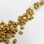 Matubo MiniDuo Beads, Matte - Metallic Aztec Gold, 4x2.5mm, PB307-0204-K0172