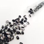 Matubo MiniDuo Beads, Jet - Silver 1/2 Coat, 4x2.5mm, PB307-0204-S23980