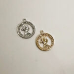 Round Pendant, "Queen", Silver/Gold Plated, 1.4 cm