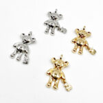 Pendant "Bear" Accessory for jewelry making Plated with rhodium and gold 0.4 x 0.5"/ 1 x 1.4 cm