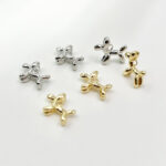 Pendant "Dog" Accessory for jewelry making Plated with rhodium and gold 0.5 x 0.6 x 0.2"/1.2 x 1.5 x 0.5 cm