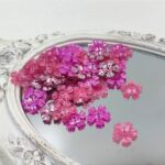 Fantasy Sequins/Paillettes, Pink Color, "Volumetric Flower" styled Sequins 10 mm, Made in France by Langlois-Martin, 50 pieces