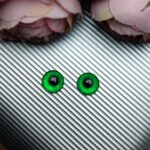 Глаза-кабошоны с плоской обратной стороной, интенсивный зеленый, 8 мм