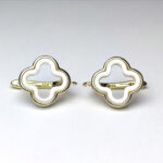 Latch Back Earring Components, Silver/Gold Plated, Ceramics Decorated, 1.4 cm