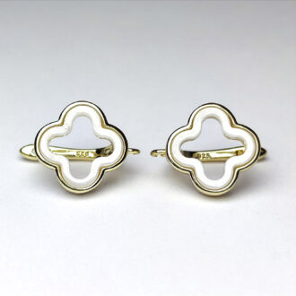 Latch Back Earring Components, Gold Plated, Ceramics Decorated, 1.4 cm