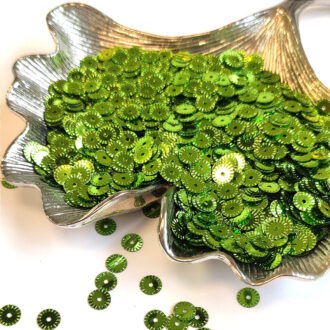 Fantasy Sequins/Paillettes, Lime Green Color, Bike Wheels Style Sequins, 5 mm, Made in Italy by Andrea Bilics