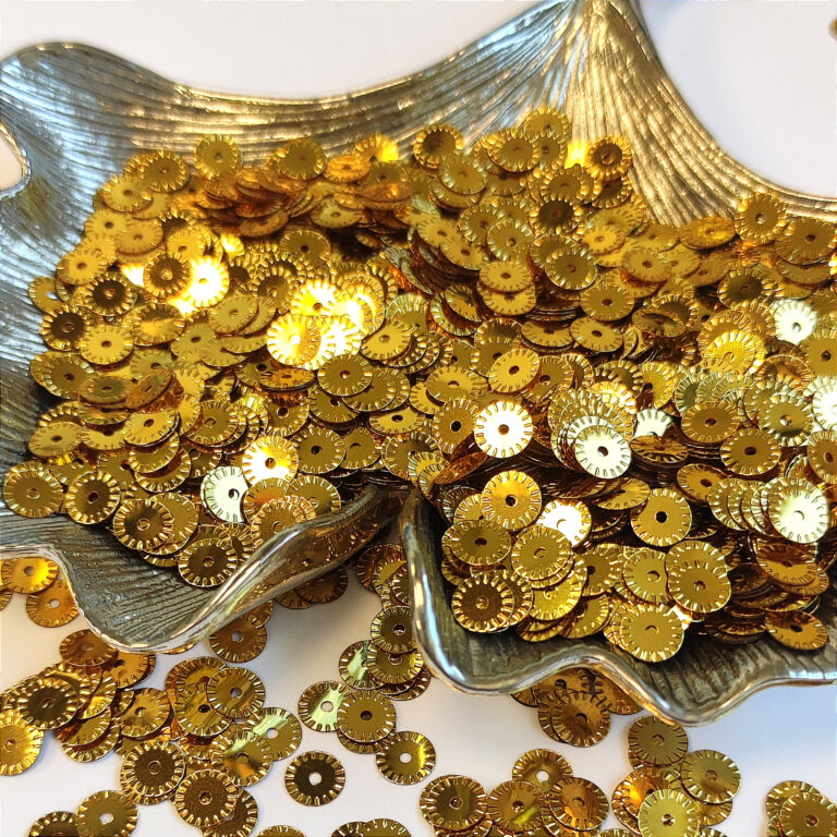 Fantasy Sequins/Paillettes, Gold Color #2011, Bike Wheels Style Sequins, 5 mm, Made in Italy by Andrea Bilics
