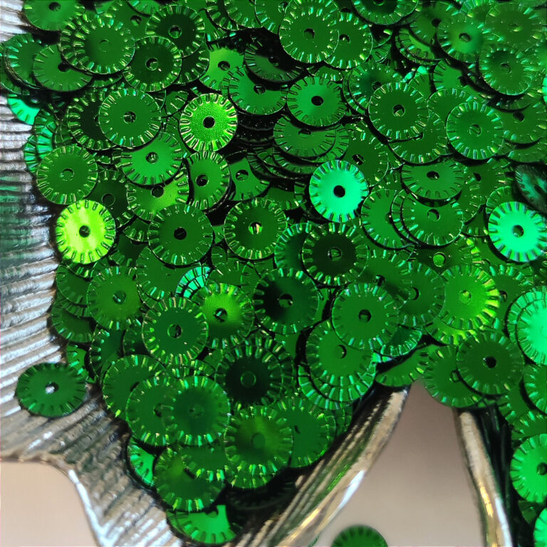 Fantasy Sequins/Paillettes, Grass Green Color #7041, Bike Wheels Style Sequins, 5 mm, Made in Italy by Andrea Bilics