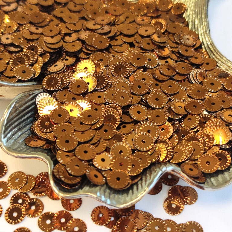 Fantasy Sequins/Paillettes, Chestnut Color #8181, Bike Wheels Style Sequins, 5 mm, Made in Italy by Andrea Bilics