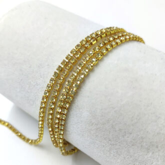 Gold Plated Cup Chain with Light Yellow Crystal Rhinestones, SS6