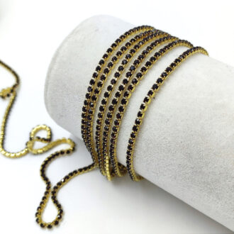 Gold Plated Cup Chain with Amethyst Crystal Rhinestones, SS6