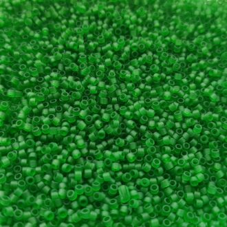 Transparent-Frosted Grass Green TOHO Treasure 11/0 Beads TT-01-7BF