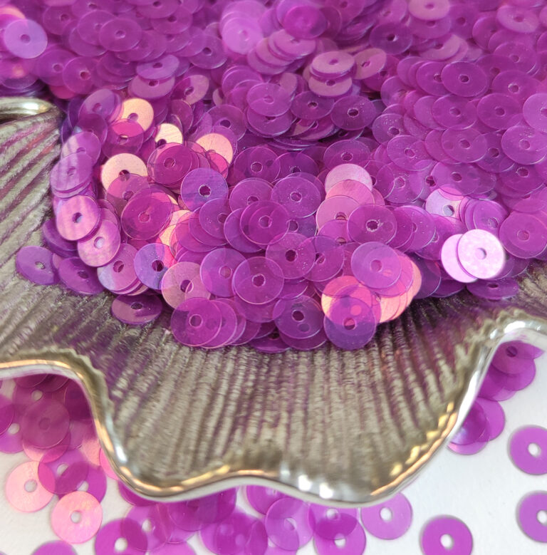 Italian Flat Sequins/Paillettes, Purple With Iridescent Transparent Aspect #5080, Andrea Bilics