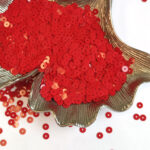 Итальянские пайетки, плоские, ярко-красный, эффект "Опал" #4064, Andrea Bilics