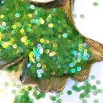 Итальянские пайетки, плоские, зеленый, эффект "Радужный прозрачный" #123, Andrea Bilics